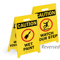Caution Wet Paint/Watch Your Step Reversible Floor Sign