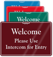 Please Use Intercom For Entry Showcase Wall Sign