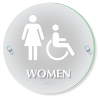 Women And Handicap Restroom Frosted Acrylic Sign with Braille