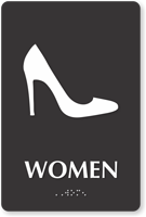 Women Heels Braille Restroom Sign
