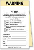 NCR 2 Part Manifold Parking Warning Ticket with Perforation