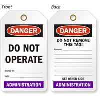 Administration Do Not Operate Color Code Department Tag