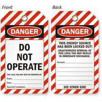 Do Not Operate Lockout 2 Sided Danger Tag