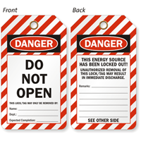 Do Not Open Danger Lockout 2 Sided Tag