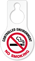 Controlled Environment No Smoking Door Hang Tag