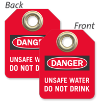 Danger Unsafe Water Do Not Drink Mini Valve Tag