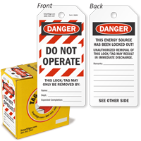Danger Do Not Operate (100 Tag/Box) Lockout