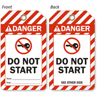 2 Sided Do Not Start ANSI Danger Safety Tag