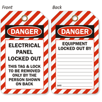 Electrical Panel Locked Out OSHA Lockout 2 Sided Tag