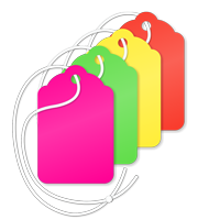 Multi Colored Fluorescent Merchandise Tags with String