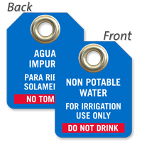 Non Potable Water For Irrigation Use Bilingual Mini Tag