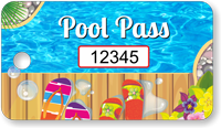 Pool Pass In Rectangular Shape, Colorful Flip Flops