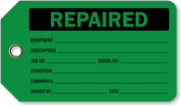Vinyl Inspection Tags Repaired Plastic Tags
