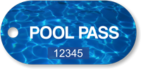 Pool Pass Deep Blue Tag Rounded Rectangular