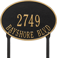 Hawthorne Oval Standard Lawn Address Plaque, Two Lines