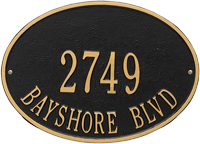 Hawthorne Oval Standard Wall Address Plaque, Two Lines