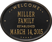 Welcome Oval Family Standard Wall Address Plaque