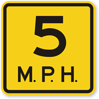 5 MPH Speed Sign