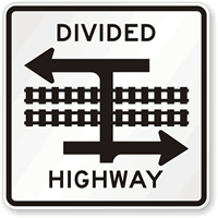 T Intersection Rail Traffic Sign