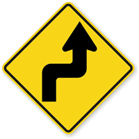 Right Reverse Sharp Turn Sign  Traffic Sign
