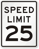 Speed Limit 25 For MUTCD Sign