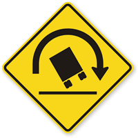 Truck Rollover Warning Symbol   Sharp Right Turn Sign