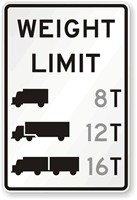 Truck Weight Limit, Custom T (Symbol) Traffic Sign