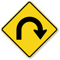 Hairpin Right Curve Symbol   Sharp Turn Sign