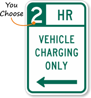 Time Limit Vehicle Charging Parking Sign with Arrow