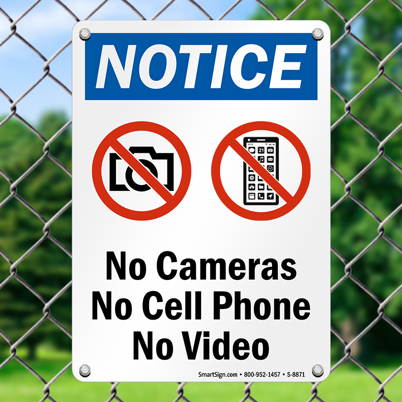 LegendSecurity Notice-No Photos or Video Allowed with Graphic SmartSign Aluminum Sign 7 High X 10 Wide Black/Red/Yellow on White 