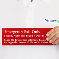 Emergency Exit Security Alarm Bilingual Sign