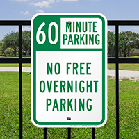 60 Minute Parking No Free Overnight Signs