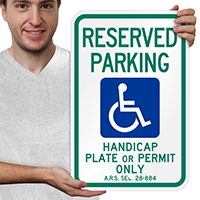 Reserved Parking Handicap Plate Signs