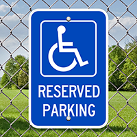 Reserved Parking (handicapped symbol) (blue) Signs