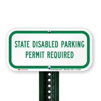 State Disabled Parking Permit Required Sign