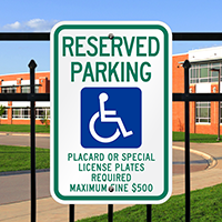 Reserved Parking Placard Handicapped Signs
