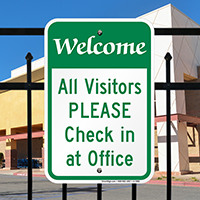 All Visitors Please Check In Signs