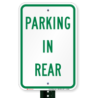 Parking in Rear Lot Sign