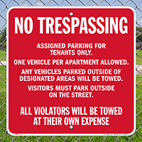 AsSignsed Parking For Tenants Only Signs