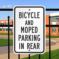 Bicycle And Moped Parking In Rear Signs
