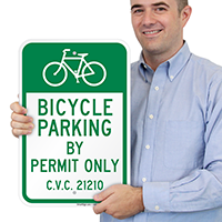 Bicycle Parking By Permit Only Signs