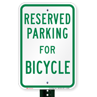 Parking Space Reserved For Bicycle Signs