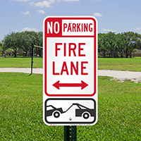 Bidirectional Fire Lane, No Parking Signs