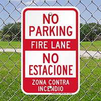 Bilingual No Parking Fire Lane Signs