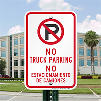 Bilingual No Truck Parking Signs