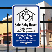 haven safe sign baby bilingual bl present staff only when ships today