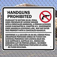Section 30.06 Concealed Handguns Prohibited Sign for Texas