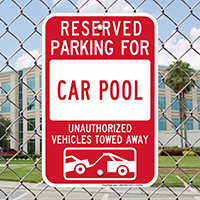 Reserved Parking For Car Pool Signs