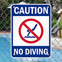 Caution No Diving Pool Signs