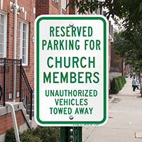 Reserved Parking for Church Members Signs